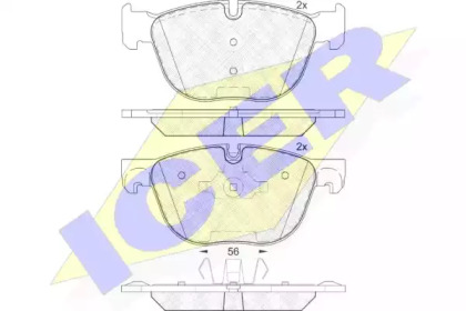 Колодки гальмівні (передні) BMW X4 (F26) 14-18/X5 (E70/F15/F85) 06-18/X6 (E71/E72/F16/F86) 08-19 ICER 181919