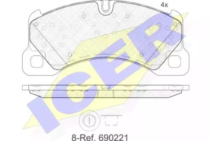 Колодки гальмівні (передні) Porsche Cayenne 02-/Macan 14-/Panamera 10-16/VW Touareg 02- ICER 181921