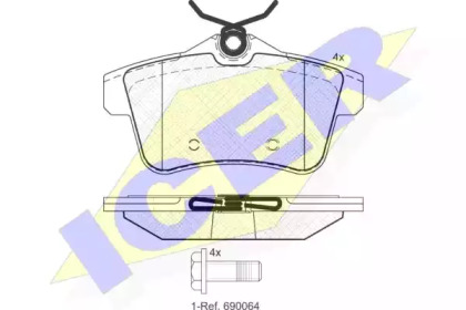Колодки гальмівні (задні) Citroen C4 09-/DS4/DS5 11-15/Peugeot 308/508/3008/5008 09-18 ICER 181928