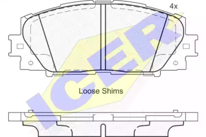 Колодки гальмівні (передні) Toyota Prius 08-/Corolla 12-/Lexus CT 10- ICER 181938