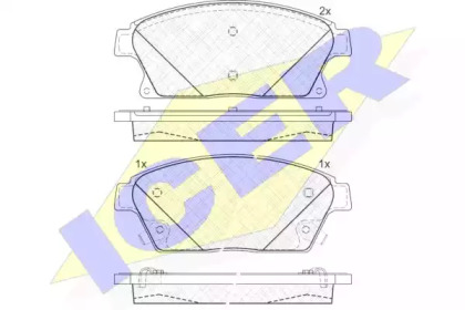 Колодки гальмівні (передні) Nissan Rogue 10-13/Chevrolet Cruze/Opel Astra 09-/Zafira C/Mokka 11- ICER 181939-202