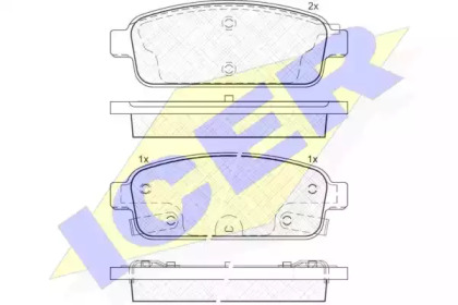Колодки гальмівні (задні) Nissan Rogue 10-13/Opel Zafira C/Mokka 11-/Astra J/Chevrolet Cruze 09- ICER 181943