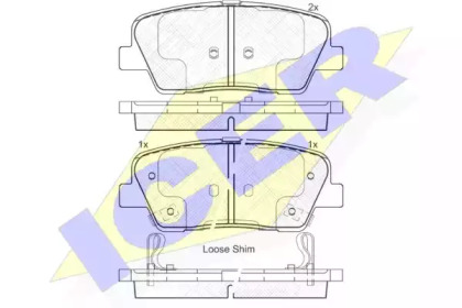 Колодки гальмівні (задні) Hyundai Santa Fe II/III/IV 06-/Genesis/Kia Sorento II/III 09-/Stinger 17- ICER 181954