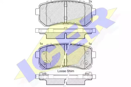 Колодки гальмівні (задні) Hyundai Tucson 15-/Sonata 05-15/ix20/ix35/Kia Cerato/Sportage/Picanto 10- ICER 181955