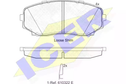 Колодки гальмівні (передні) Mazda CX-7 06-14/CX-9/Ford USA Edge 06-/Mitsubishi L200/Pajero Sport 14 ICER 181962