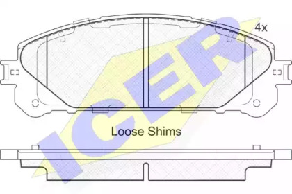Колодки гальмівні (передні) Toyota Camry 17-/Highlander 07-/Rav4 IV/V/Lexus ES 12-/NX 14-/RX 08- ICER 181982