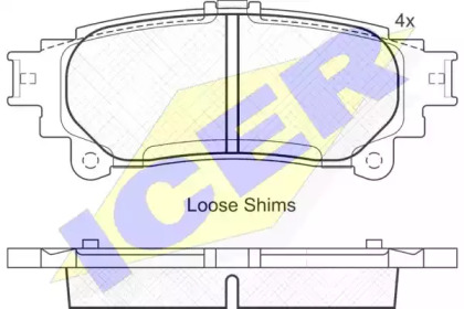Колодки гальмівні (задні) Toyota Highlander 14-/Prius 08-/Lexus GS 12-/RC 14-/RX 08-15 ICER 181983