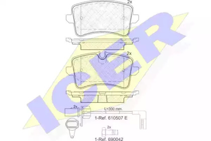 Колодки гальмівні (задні) Audi A6 C7/A7 Sportback/A8 D4 10-18 (+датчики L=295mm) ICER 181986