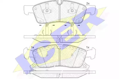 Колодки гальмівні (передні) MB M/GLE/GL/GLS-class (W166/X166) 11-19/Jeep Grand Cherokee 10- ICER 181988