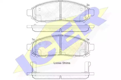 Колодки тормозные (передние) Nissan Leaf (ZE0)/NV200 10-/NP300 Navara 04-/Chevrolet City Express 09- ICER 182003-200
