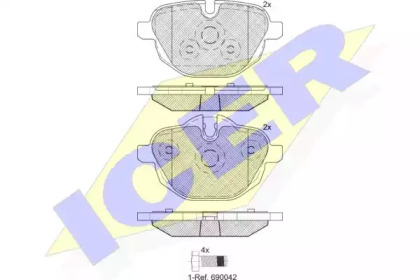 Колодки гальмівні (задні) BMW 5 (F07/F10-11) 09-17/(G30-31/F90)/6 (G32)/7 (G11-12) 16-/X3/X4/X5/X6 ICER 182004