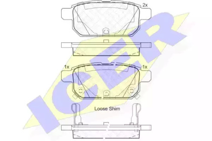 Колодки гальмівні (задні) Suzuki Vitara III 15-/SX4 S-cross 13-/Swift IV 10-/Baleno 16- ICER 182017