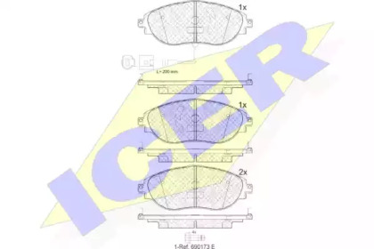 Колодки гальмівні (передні) Audi Q3 18-/A3/Skoda Octavia/VW Passat B6-B8/Golf/Tiguan 12- (+датчик) ICER 182018