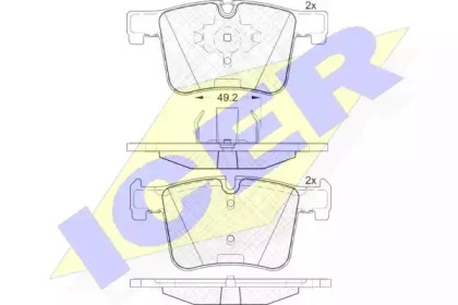 Колодки гальмівні (передні) BMW 1 (F20-21)/2 (F22/F87/F45-46)/3 (F30-31/F34/F80)/4 (F32/F36)/X3 11- ICER 182020