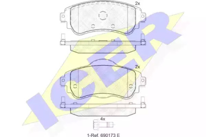 Колодки гальмівні (передні) Citroen C4 09-/DS4 11-15 ICER 182027