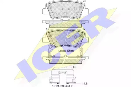 Колодки гальмівні (задні) Hyundai Accent 18-/Elantra/Tucson/ix35/Kia Sportage/Soul 15-/Rio 17- ICER 182036-203
