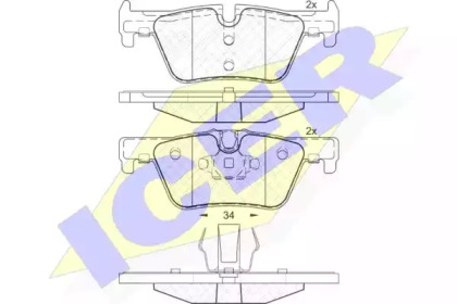 Колодки гальмівні (задні) BMW 1 (F20-21)/2 (F22-23/F27/F45)/3 (F30-31/F34/F80)/4 (F32-33/F36) 11- ICER 182049