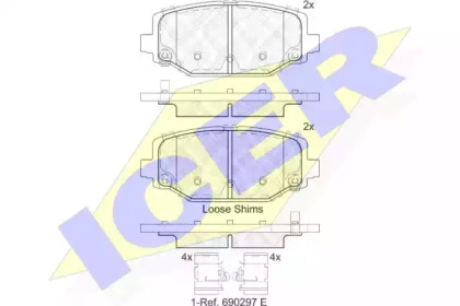Колодки гальмівні (задні) Chrysler Grand Voyager 07-/Fiat Freemont 11- ICER 182053