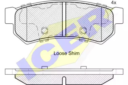 Колодки гальмівні (задні) Chevrolet Lacetti 05-/Nubira 05-11/Daewoo Lacetti/Suzuki USA Reno 04- ICER 182058