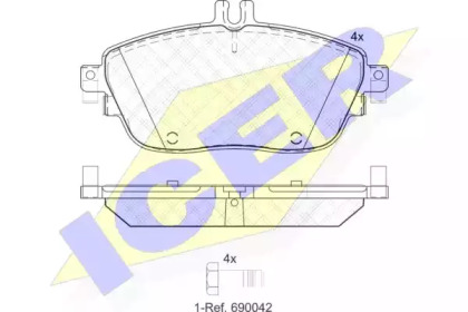 Колодки гальмівні (передні) MB A-class (W176)/B-class (W242/W246)/GLA-class (X156) 11-/Infiniti 15- ICER 182061