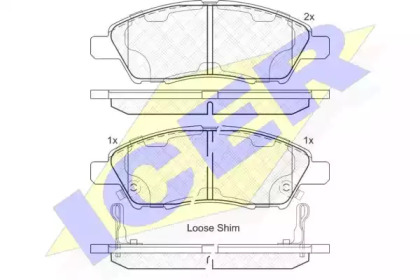 Колодки гальмівні (передні) Nissan Almera/Micra/Note/Sunny 10-/Tilda 07-12 ICER 182073