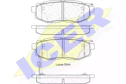 Колодки гальмівні (задні) Subaru Impreza/Outback 08-/Legacy 09-14/Forester 13- ICER 182088