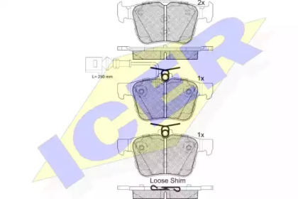 Колодки гальмівні (задні) VW Atlas 16-/Audi A3 12-/Q3 18- (+датчик) ICER 182098-203