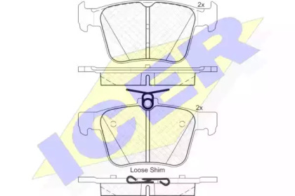 Колодки гальмівні (задні) Skoda Kodiaq/SuperB/VW Touran/Passat B8 14-/Golf/Seat/Audi A3 12-/Q3 18- ICER 182098