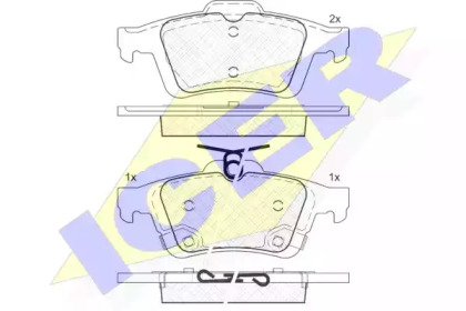 Колодки гальмівні (задні) Ford C-Max/Focus/Kuga/Transit Connect 10-/Citroen C4 09-/Volvo 04- ICER 182106