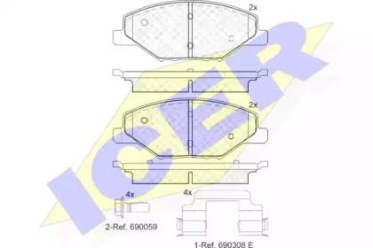 Колодки гальмівні (передні) Skoda Fabia II/III 07-/VW Polo 10- ICER 182110