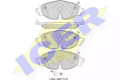 Колодки гальмівні (передні) Audi A1/Q3 18-/Seat Leon/Skoda Octavia/VW Golf/Caddy/Touran/Passat 12- ICER 182111-204
