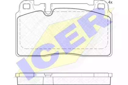 Колодки гальмівні (передні) Audi A6/A7 10-18/Q5 08-17/Porsche Macan 14- ICER 182112