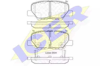 Колодки гальмівні (задні) Citroen C4 Aircross/Mazda 6/Mitsubishi Outlander III/Peugeot 4008 12- ICER 182118
