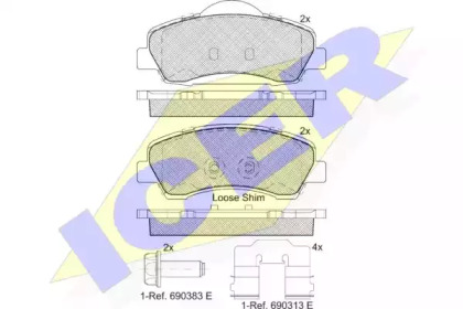 Колодки гальмівні (передні) Citroen C4 Cactus 14-/C-Elysee/Peugeot 301 12-/308 II 13- (з аксес.) ICER 182131