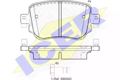 Колодки гальмівні (задні) Audi Q3/Skoda Octavia/Seat Leon/VW Golf/Sharan 12-/Passat B8/Caddy IV 14- ICER 182152