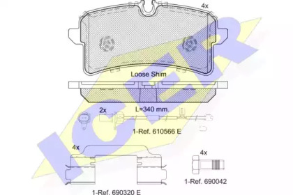 Колодки гальмівні (задні) Audi A4 16-/A6 14-18/A7 13-/Porsche Macan 21- (з датчиками) ICER 182159