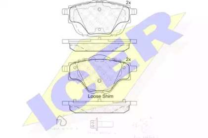 Колодки гальмівні (задні) Citroen C4 13-/C5/Peugeot 508 18-/308 13-/3008/5008 16-/Opel Grandland 17 ICER 182161