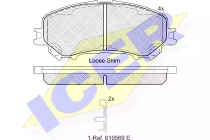 Колодки гальмівні (передні) Nissan Rogue 07-13/Qashqai II 13-/X-Trail 19-/Renault Kadjar 15- ICER 182181