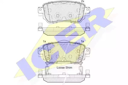 Колодки гальмівні (задні) Nissan Leaf 17-/Qashqai/X-trail 13-/Renault Kadjar 15-/Koleos 16- ICER 182188
