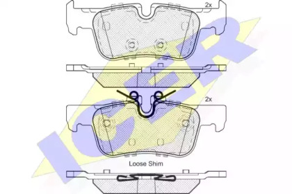Колодки гальмівні (задні) BMW 1 (F52/F40)/X2 (F39) 17-/2 (F44-F46)/i3 (I01) 13-/X1 (F48)/Mini 14- ICER 182193