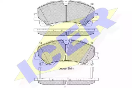 Колодки гальмівні (передні) Nissan Rogue 07-13/X-Trail/Infiniti Q50/Q60/QX50 13-/Renault Koleos 16- ICER 182202