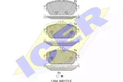Колодки гальмівні (передні) MB C-class (W205/S205/C205) 13-/E-class (W213/S213/C238) 16- ICER 182212