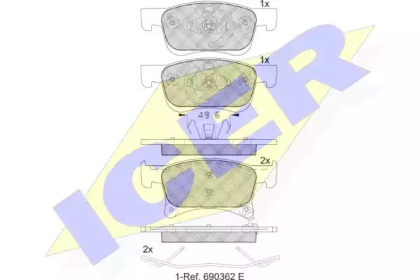Колодки гальмівні (передні) Opel Corsa E 14-/Chevrolet Orlando 18- ICER 182221