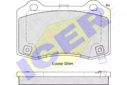 Колодки гальмівні (задні) Jeep Grand Cherokee/Chrysler 300C 04-/Tesla Model S/X/Chevrolet Camaro 12 ICER 182230