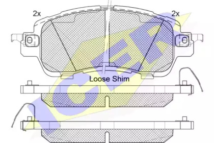 Колодки гальмівні (передні) Mazda 2 14-/Nissan Sunny/Toyota Yaris 11- ICER 182235