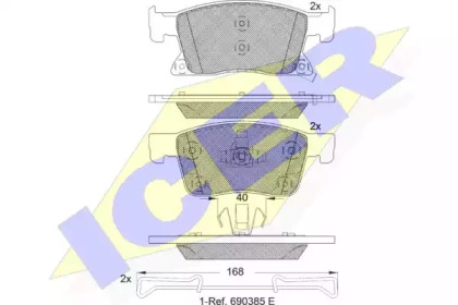 Колодки гальмівні (передні) Opel Astra K/Chevrolet Cruze 15- ICER 182245