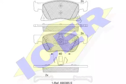 Колодки гальмівні (передні) Opel Astra K 15- ICER 182246