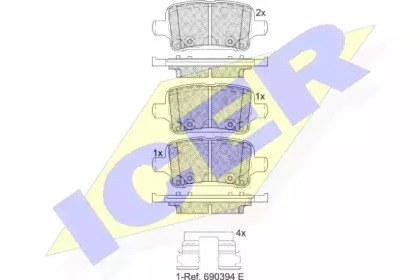 Колодки гальмівні (задні) Chevrolet Cruze 15-/Bolt 16-/Opel Astra K 15- ICER 182257