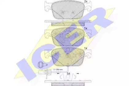 Колодки гальмівні (передні) Audi A4 15-/Audi A5 09- (+датчик) ICER 182270