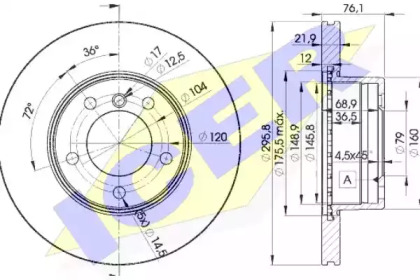 Диск гальмівний (передній) BMW 5 (E39) 95-04 (296x22) (вент.) ICER 78BD4839-1